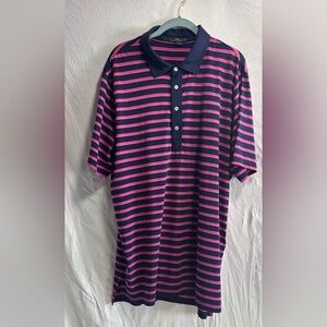 Ralph Lauren RLX Golf Polo Men's XL Navy Blue Fuschia Striped Performance shirt
